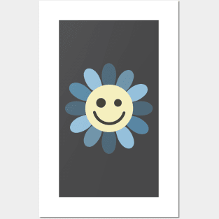 Blue Happy Flower Posters and Art